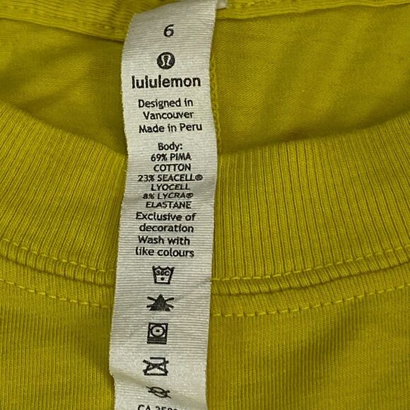 Lululemon Tank Womens 6 Lime Green Pima Cotton Gym Training Workout Crew Neck - Picture 9 of 11